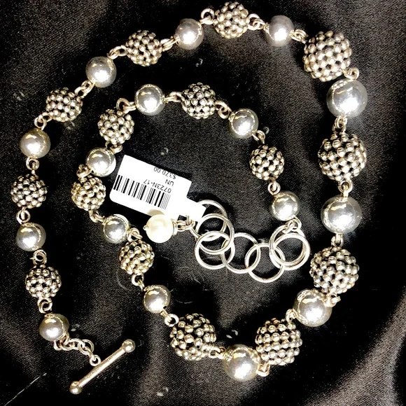 MICHAEL DAWKINS Starry Night Sterling Clusters, Silver Globes, Pearl Necklace - Picture 17 of 17